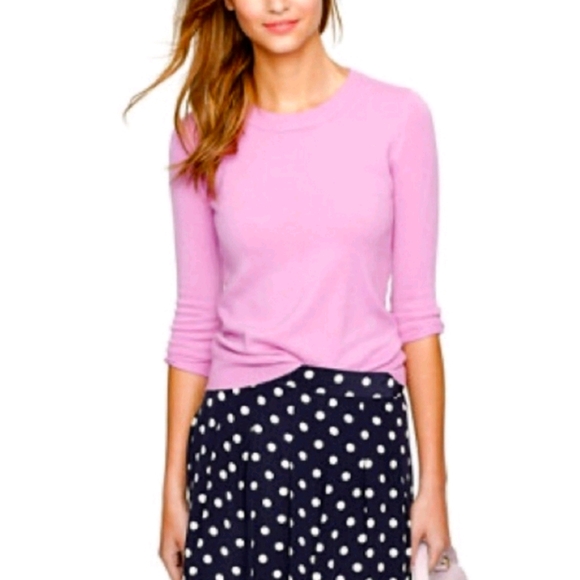 J. Crew Sweaters - J.CREW Pink Pure Cashmere Crewneck 3/4 Length Sleeve Sweater